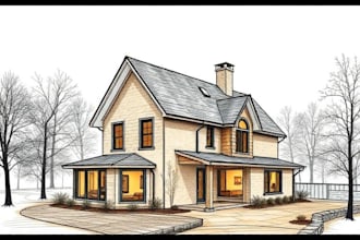sketch houses and buildings