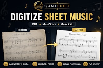 digitize sheet music, handwritten scores into musescore, musicxml and PDF