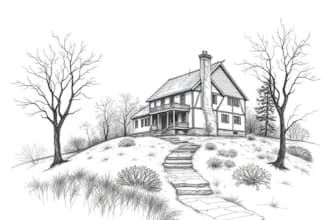 sketch landscape, house or building