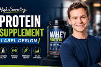 design high converting protein supplement labels for amazon brands