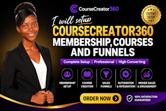 setup coursecreator360 membership, courses and funnels