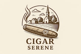 design a premium unique iconic cigar and serene town logo