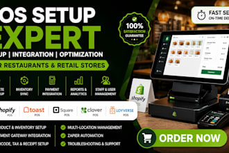 setup shopify pos, toast pos, square pos, clover pos lightspeed pos integration