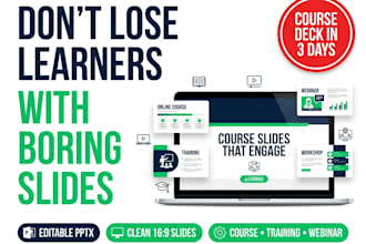 design powerpoint course slides for online training, webinar, elearning
