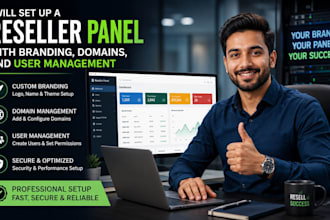 set up a reseller panel with branding, domains, and user management