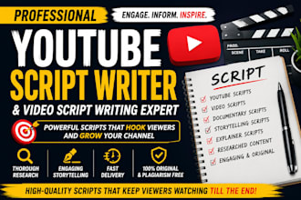 be your professional youtube video script writer and script writing expert