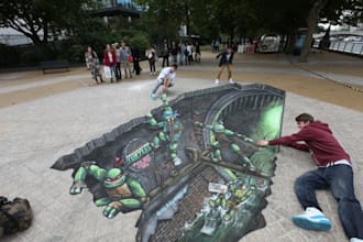 create 3d pavement art, floor illusions, wall murals, outdoor illusion designs