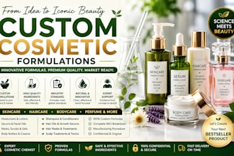develop formulas for cosmetic formulation, skincare, hair care, organic product