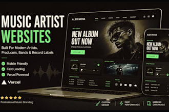 design a music artist website on vercel for musicians, dj, and record label