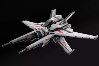 create sci fi spaceship, starship, spacecraft 3d model and hard surface design