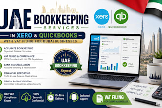 do uae bookkeeping in xero and quickbooks with vat filing for dubai businesses