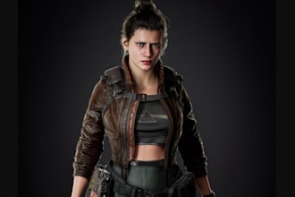 develop 3d character for unity game,3d weapon design,xgen hair,custom 3d outfits