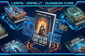 design a litrpg, gamelit or progression fantasy book cover for kindle KDP