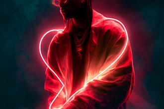 design neon album cover, neon signs, album or single cover