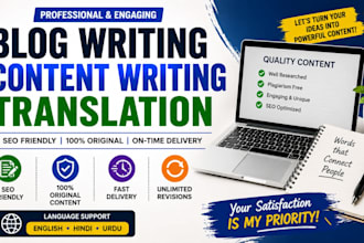 write professional blog posts articles and translate content