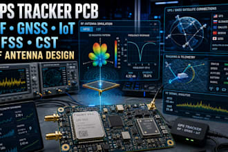 design tracking device pcb with rf, gps, hfss, cst, gnss, iot, rf antenna design