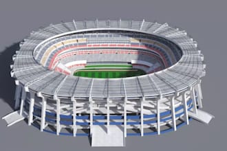 design 3d stadium, sports complex, gaming arena, modeling and rendering