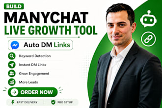 build a manychat live growth tool to auto dm links from keywords