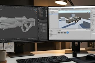 create custom 3d weapon design and hard surface modeling for game unity