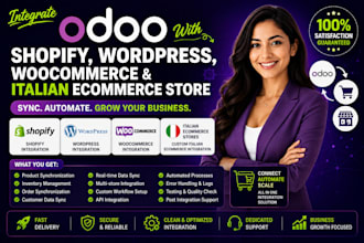 integrate odoo with shopify, wordpress, woocommerce, and italian ecommerce store