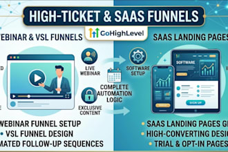 build ghl webinar funnel setup vsl funnel or saas landing page