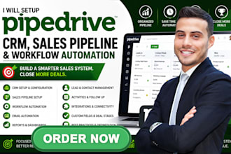 optimize and setup pipedrive CRM, sales pipeline and workflow automation