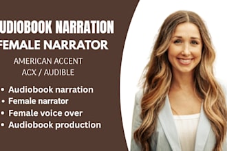 female audiobok narrator american voice over for acx audible audiobook narration