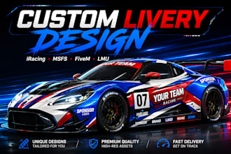 create custom iracing, lmu, acc, msfs and sim racing liveries