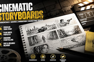 do cinematic storyboard commercials movies animated project film marketing video