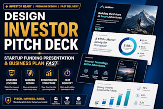 design investor pitch deck, startup funding presentation and business plan