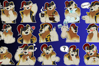 draw a expressive furry sticker for telegram and more
