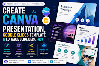 create canva presentation, google slides template and editable slide deck fast