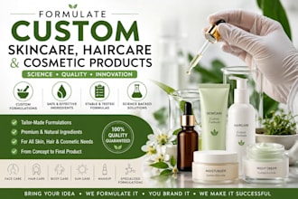 formulate custom skincare, haircare and cosmetic products