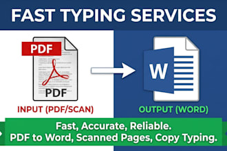do professional PDF to word conversion and copy typing