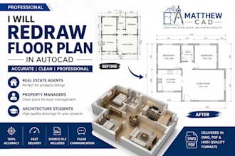 redraw floor plan for realestate agents, property manager, architecture students