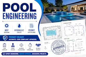 pool engineering, mep design, hydraulic calcs and permit site plans