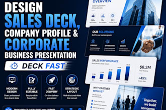 design sales deck, company profile and corporate business presentation deck fast