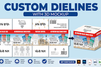 create dieline, diecut and box packaging design