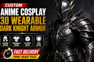 create custom anime cosplay creation 3d wearable dark knight fantasy anime armor