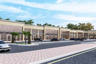 renovate strip mall,storefront design,commercial building,exterior render,plaza