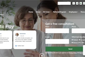 design home assistance, home care website, healthcare website