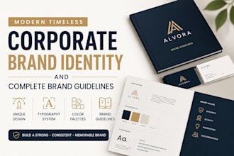 design modern timeless corporate brand identity and complete brand guidelines