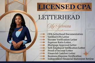 write verified CPA letter, income letter, expense ratio letter, mortgage letter