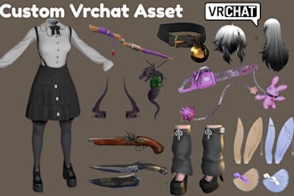 do custom vrchat assets, props, weapon, accessories, clothing for vrchat avatar