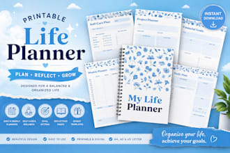 design custom canva, notion, goodnotes, PDF,  business and work planner