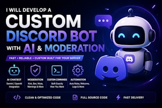 develop a custom discord bot with moderation, ai and roles