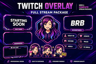 design twitch overlay stream package and panels