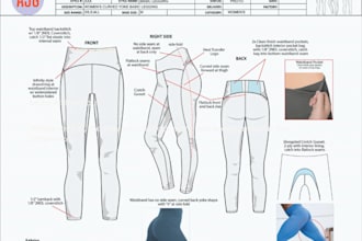 design activewear tech pack for leggings, sports bra and gym sets