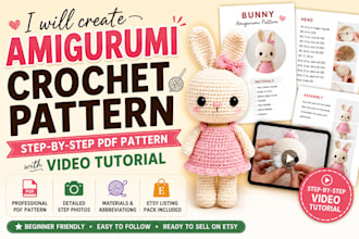 create custom amigurumi crochet pattern PDF for etsy crochet pattern