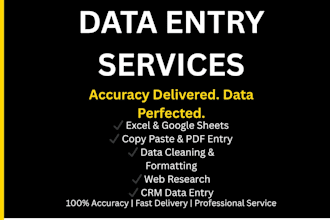 fast and accurate data entry and excel spreadsheet work